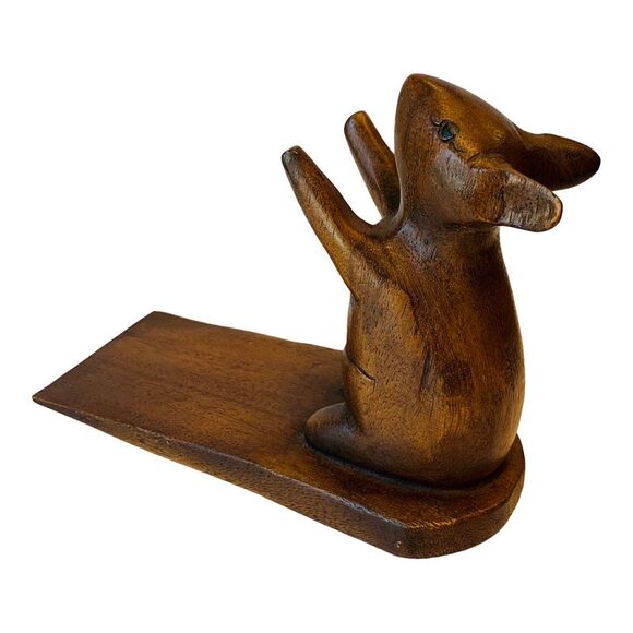 SII Other - Mouse Doorstop Carved Wood Stained